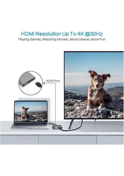 4in1 Type-c To 4k Ultra Hd Hdmı/ Vga/ Pd Şarj/ Usb3.0 Macbook Uyumlu Çoklayıcı Adaptör