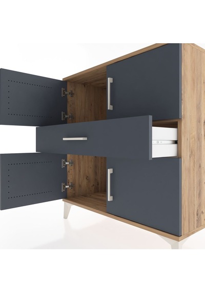 Hyperion Şifonyer Tek Raflı Tek Çekmeceli 4 Kapaklı 88x44x96 ... Çam Hyperion Şifonyer Tek Raflı Tek Çekmeceli 4 Kapaklı 88x44x96 ... Çam