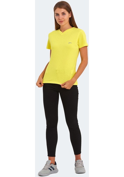 Slazenger KRISTEN I Kadın V Yaka Sarı Tişört