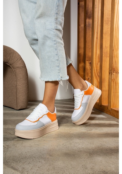 Günlük Kadın Sneaker Bağcıklı Hafif Kalın Yüksek Tabanlı Yürüyüş Nefes Alan Spor Ayakkabı 451 Bej - Oranj Günlük Kadın Sneaker Bağcıklı Hafif Kalın Yüksek Tabanlı Yürüyüş Nefes Alan Spor Ayakkabı 451 Bej - Oranj