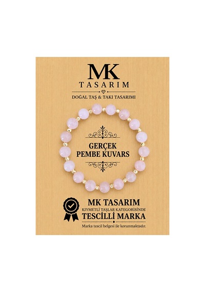 Gerçek Pembe Kuvars Taşı Bileklik Mk.7000.858- Rahatlık-dinginlik-enerji- Stres Bilekliği- Renkleri Çok Renkli