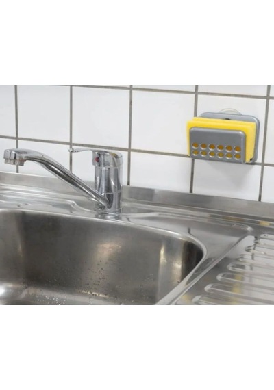 Bulaşık Süngeri Askısı Yapışkanlı Vantuzlu Lavabo Tutacağı, Pratik Mutfak Düzenleyici