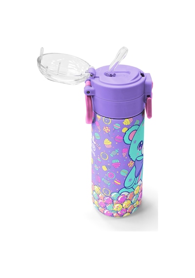 Coral High Kids Milka Şeker Ayıcık Desenli Pipetli Ve Direkt İçim Çelik Termos 500 Ml 38105 Su Yeşili