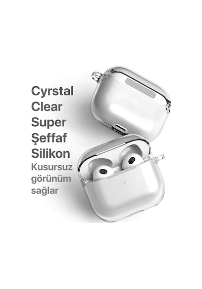 Airpods 4/5 İle Uyumlu Şeffaf Cyrstal Clear Ultra Berrak Silikon Kılıf - Alt Üst Ayrı Airpods 4/5