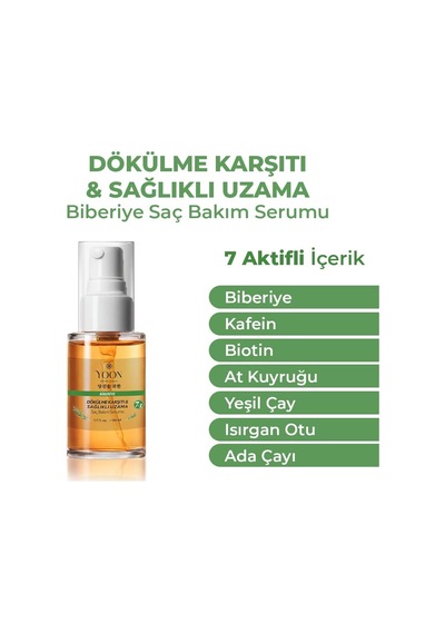 Yoon Vegan Biberiye Saç Bakım Serumu - Saç Dökülme Karşıtı, Hızlı Saç Uzatan, Sülfat, Paraben Ve Silikon İ