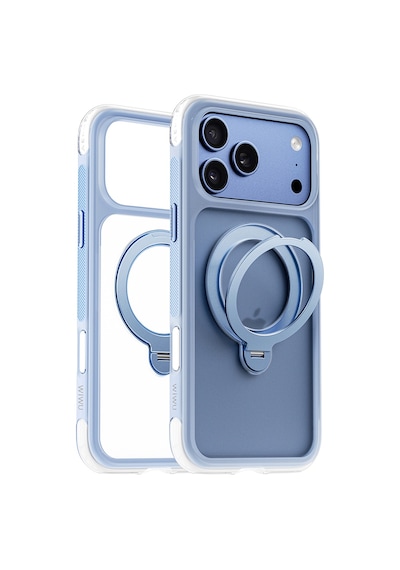 Apple iPhone Uyumlu 18 Pro Kılıf Wiwu As-203 Aeroshield Ultra Serisi M-safeli Airbag Standlı Kapak Açık Mavi