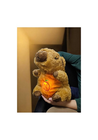 Nefes Alan Capybara 1 Adet Peluş Uyku Arkadaşı Melodili Kapibara 25 Cm. Kahverengi