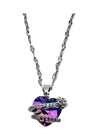 Arnes Jewelry Çelik Zirkon Taşlı Kalpli Kolye Gümüş
