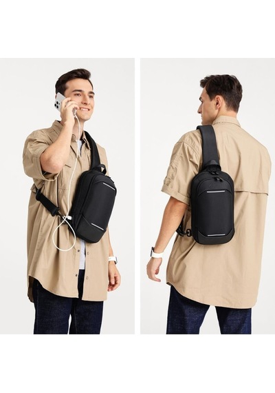 Erkek Bodybag Omuz Çantası Oxford Kumaş 8671 Gri