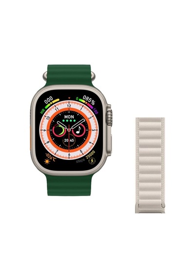 Watch 8 Ultra 49mm Amax Ultra Akıllı Nfc - Gps - Kablosuz Şarj Yeşil Kordonunu Seç