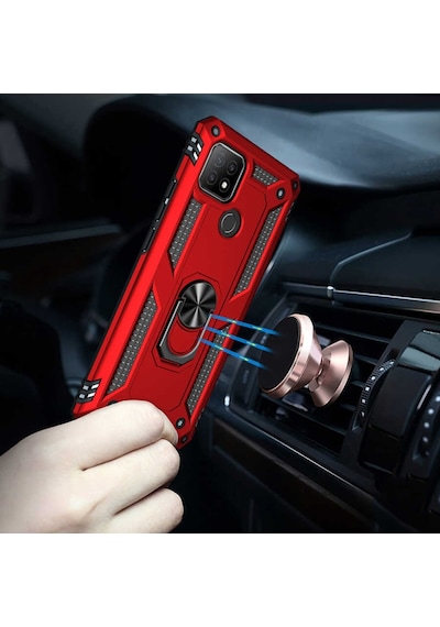 Oppo A15S Kılıf Zore Vega Yüzüklü Standlı Zırh Kılıf