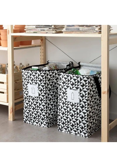 Ikea Knalla Giysi Malzeme Yemek Taşıma Çantası Desenli Siyah 47 L N11.8216