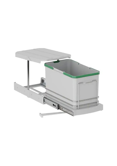 Starax Teleskopik Raylı Plastik Gövde Çöp Kovası Gri 16 Litre Modül 40cm S-2573-g