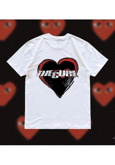 Startmore Unisex Oversize The Cure Tshirt Beyaz