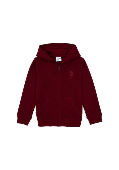 U.S. Polo Assn. Erkek Çocuk Bordo Basic Kapüşonlu Sweatshirt 50308439-VR014