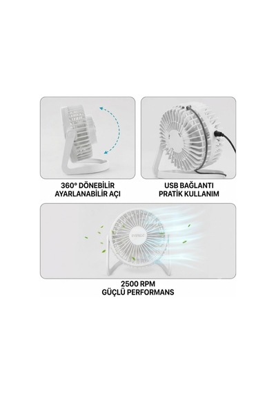 Portatif Masaüstü Mini Usb Fan 360 Ayarlanabilir Günlük Kullanım Aksesuarı Taşınabilir Serinletici