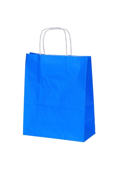 Burgu Saplı Mavi Kağıt Çanta 25x12x31 Cm - 25 Adet