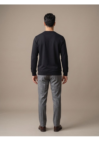 Maccali Erkek Siyah İki İplik Bisiklet Yaka Sweatshirt