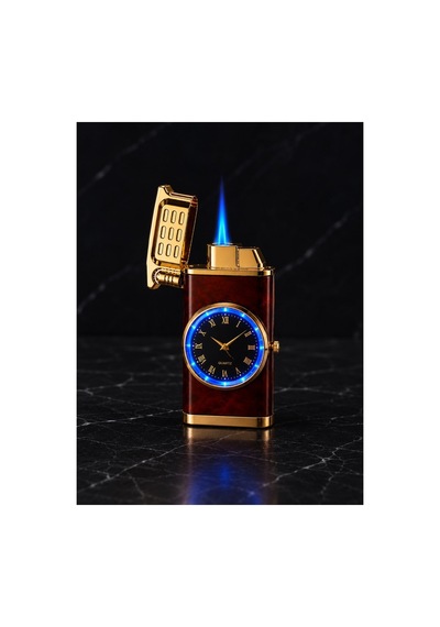 Özel Prestijli Premium Saat Tasarım İsime Kişiye Özel Metal Çakmak Hediye Dolu Gönderim Kw