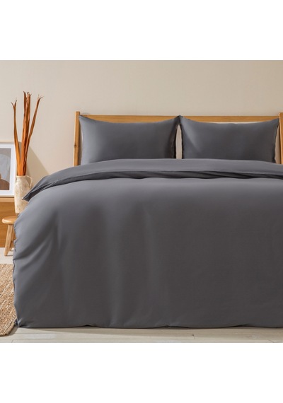 Alana %100 Pamuk King Size Nevresim Seti 230x220 Cm Koyu Gri