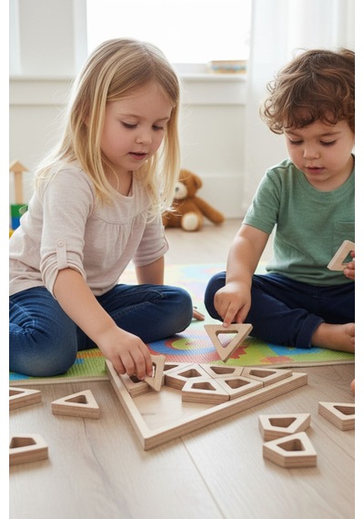 Ahşap Eğitici Üçgen Puzzle Model Yapboz