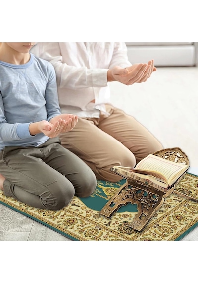 Ravabi Rug Araç İçi Ve İşyeri İçin Deri Tabanlı Namazlık, Çantalı Hediyelik Seyahat Seccadesi 70x110cm 21231021