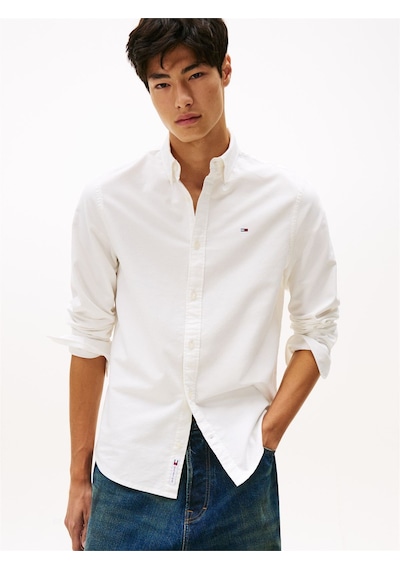 Tommy Hilfiger Tjm Reg Oxford Shırt Ext Erkek Beyaz Gömlek - Dm0dm21298