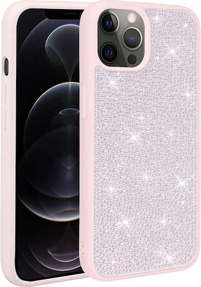 Subutu Apple Uyumlu iPhone 14 Pro Max Parlak Taşlı Tasarım Sbt Ston Kılıf-pembe Pembe