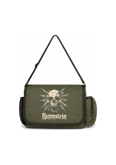 Sevbano Rammstein Rock Metal Müzik Grubu Baskılı Unisex Okul, Spor, Ofis Haki