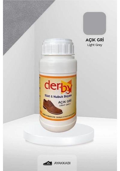 Derby Açık Gri Süet & Nubuk Deri Boyası 250 Ml / Süet Nubuk Ayakkabı Boyası