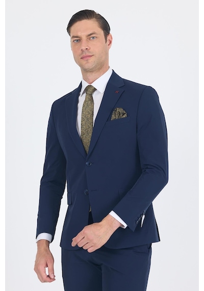 İmza Lacivert Mono Yaka Yarım Astar 6 Drop Slim Fit Beli Lastikli Takım Elbise 1001250121 Lacivert