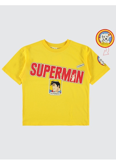 Süperman Erkek Çocuk Tişört 6-9 Yaş Sarı