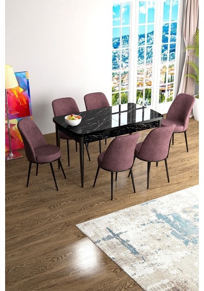 Canisa Han Serisi 70x114 Açılabilir Mdf Mutfak Masası Takımı Siyah Mermer Desen Masa 6 Gül Kurusu Sandalye Masa Siyah Mermer Sandalyeler Gülkurusu Canisa Han Serisi 70x114 Açılabilir Mdf Mutfak Masası Takımı Siyah Mermer Desen Masa 6 Gül Kurusu Sandalye Masa Siyah Mermer Sandalyeler Gülkurusu