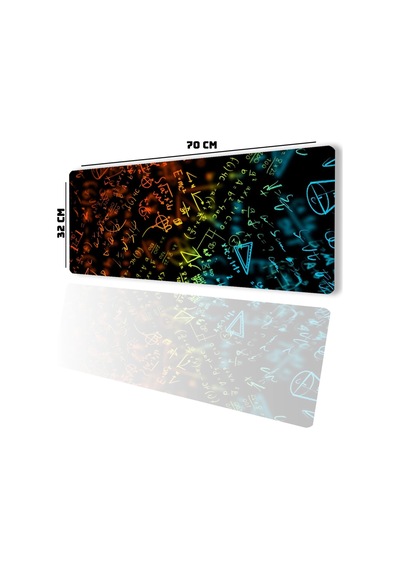 Sonictouch Mavi Turuncu Neon Matematik Tahtası Gamer Oyuncu Dikişsiz Sıvı Geçirmez Klavye Mouse Pad Mousepad