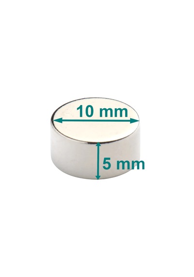 5 Adet Neodyum Mıknatıs Çap 10mm Kalınlık 5mm D10x5 Ndfeb Güçlü Mıknatıs Yuvarlak N014