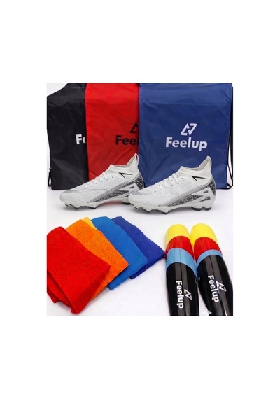 Football Unisex Krampon 3'lü Set+çanta+çorap+tekmelik Beyaz