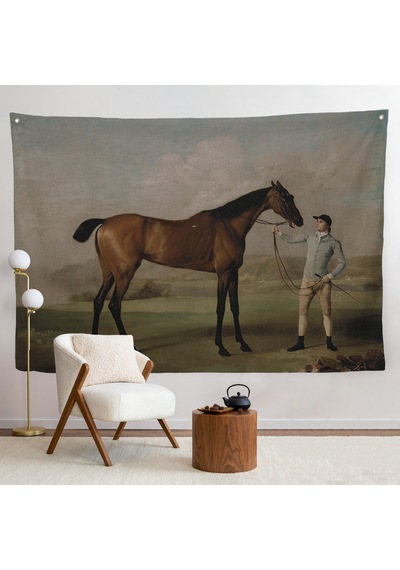 George Stubbs'un Uzun Bacaklı At Ve Jokeyi Duvar Örtüsü - Molly Long-legs With Her Jockey-7012
