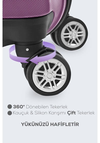 Spring Model Mor Renk 2'li Valiz Seti Kabin + Orta Mor