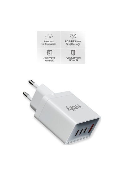 Hızlı Şarj Adaptörü 67w Gan + Type-c Kablo 100w Pd 4 Port, İphone & Samsung Uyumlu V0102012