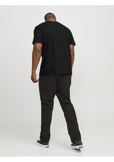 Jack & Jones Büyük Beden Düz Bisiklet Yaka Tişört - Bradley - 12250623 Black Siyah