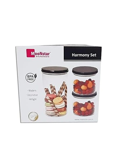 Moonstar Harmony Üçlü Saklama Kabı Hava Sızdırmaz-hm-set Siyah Kapaklı Diğer