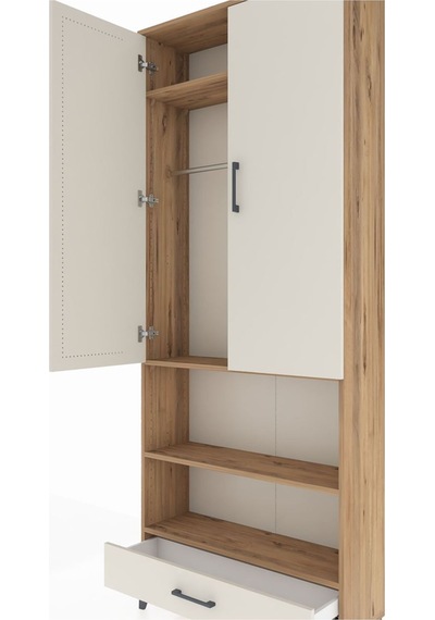 Arges Dolap 4 Raflı Tek Çekmeceli Tek Askılı 88x30x221 Çam-ay... Çam