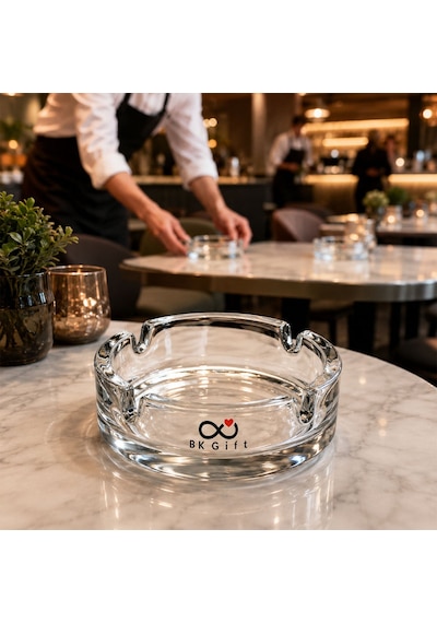 Logonuza Özel 10 Adet Bistro Cam Küllük 11 Cm Yuvarlak Kurumsal Promosyon Küllük