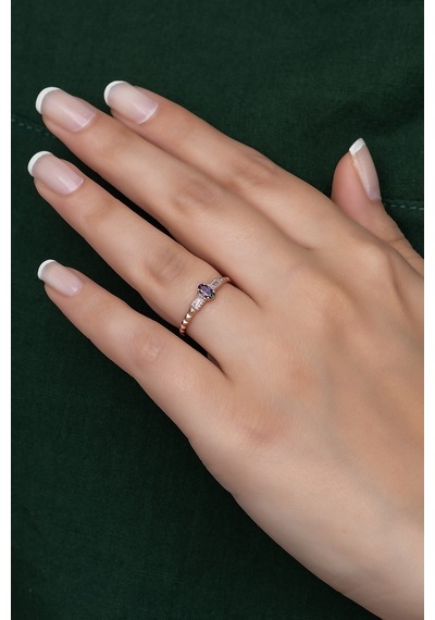 Gümüş Prenses Yüzük Rose Gold Kaplama 925 Ayar Gümüş Rose Gold (511780146)