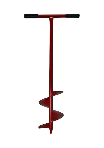 Toprak Burgu Makinesi Kuyu Açma Aparatı Sabit Kollu 101x 20 Cm Çap Kırmızı