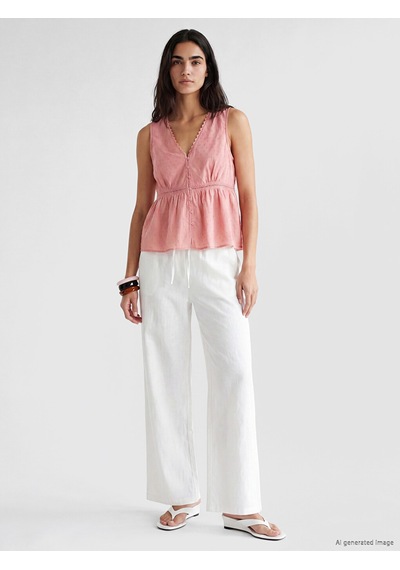 Lcw Vision Pembe V Yaka Dantel Detaylı Peplum Bluz