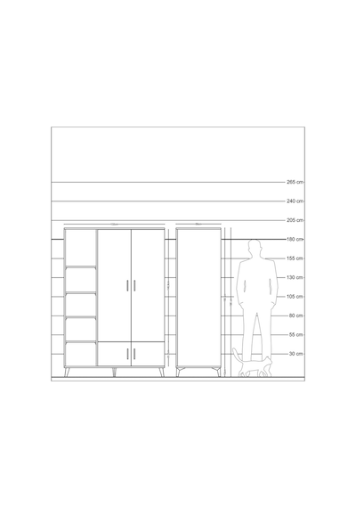 Kronos Dolap 6 Raflı 4 Kapaklı Tek Askılı 132x59x195 Çam-çam/çam Çam