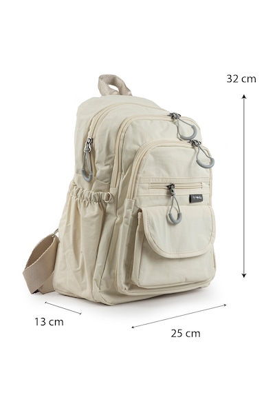 İmaks Küçük Boy 32 Cm Hafif Su Geçirmez Paraşüt Kumaş Çok Gözlü Günlük Kadın Sırt Çantası 8317a Krem