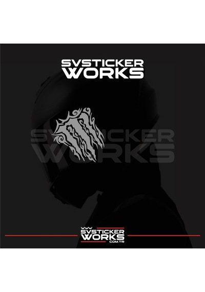 Monster Kask Sticker Tüm Kasklar Uyumlu Tek Yön 1 Adet Gri