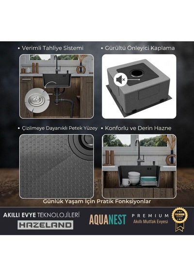 Hazeland Aquanest Urban Mutfak Evyesi 60 45 Antrasit